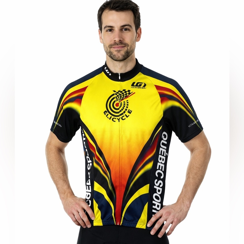 Louis Garneau Men’s Cycling Jersey Small Yellow Black Full Zip